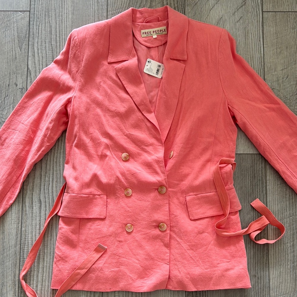 Free People Pink Blazer Lightweight Suit Jacket - Picture 2 of 4